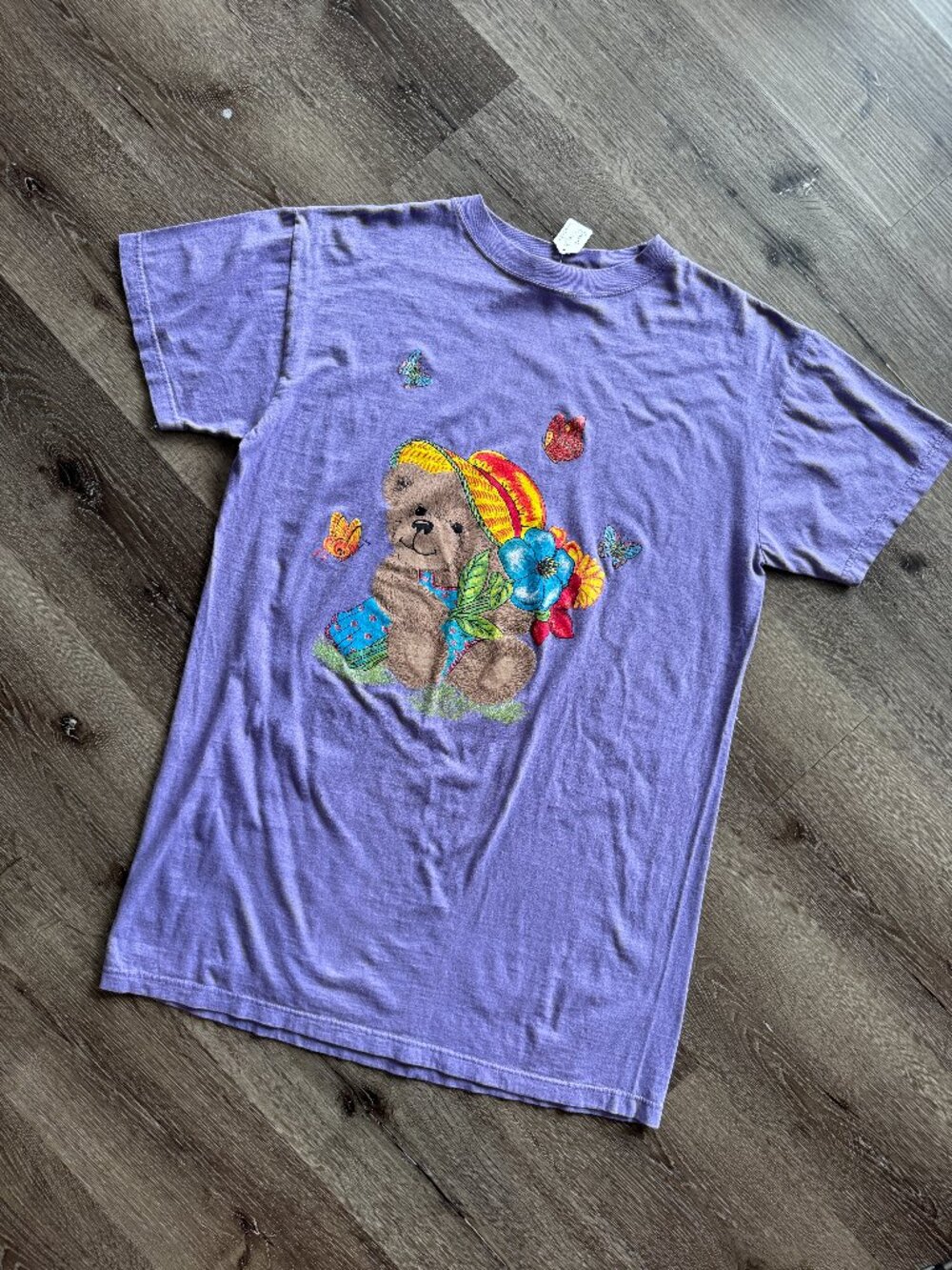 Vtg 80s I-deal 100% cotton teddy bear graphic print sleep shirt / OS